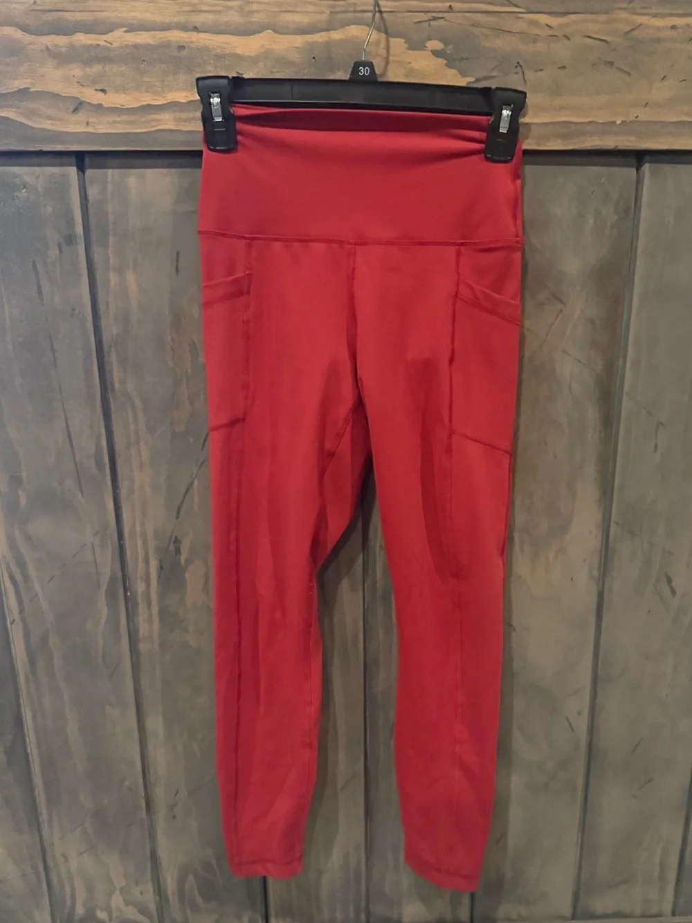 90 Degree Reflex Red High-Waist Leggings with Side Pockets